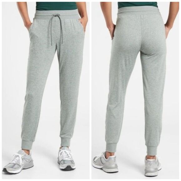 Athleta Uptempo Jogger Womens M Heather Gray Green Lightweight Gym Run Lounge - Picture 1 of 10